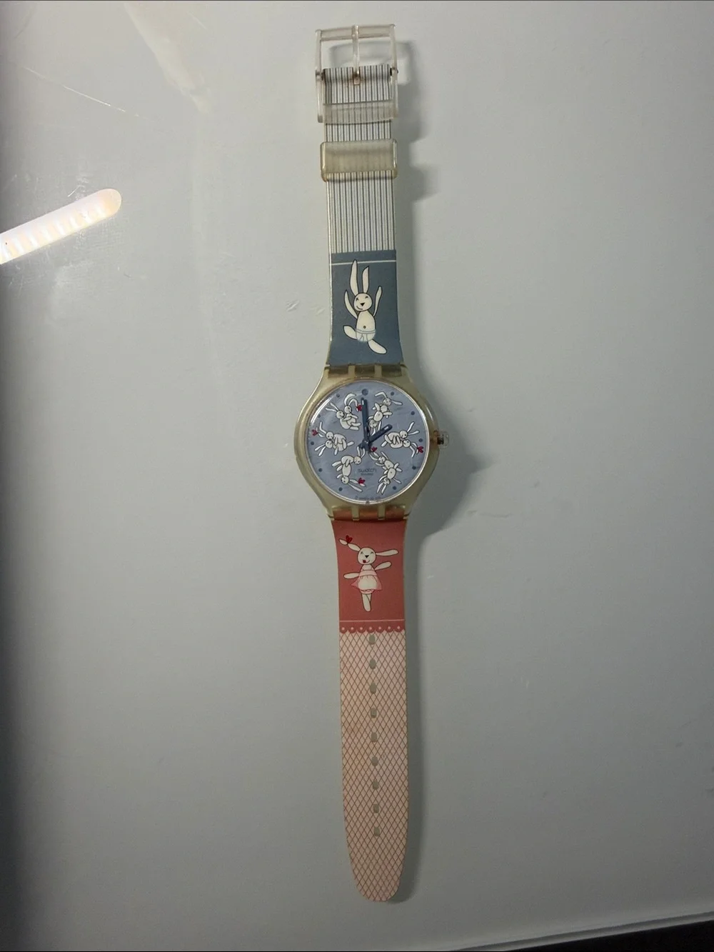 Swatch Blue and Coral Bunny Illustration Men's Watch